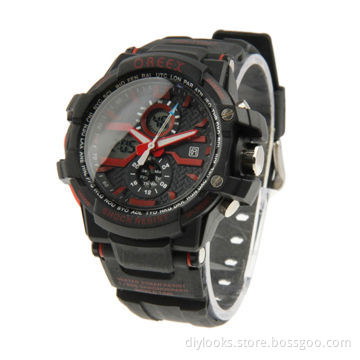 Blue LED Sports Watch with Watch Pointer/Week/Time/Date/Alarm/Stopwatch/LED Light